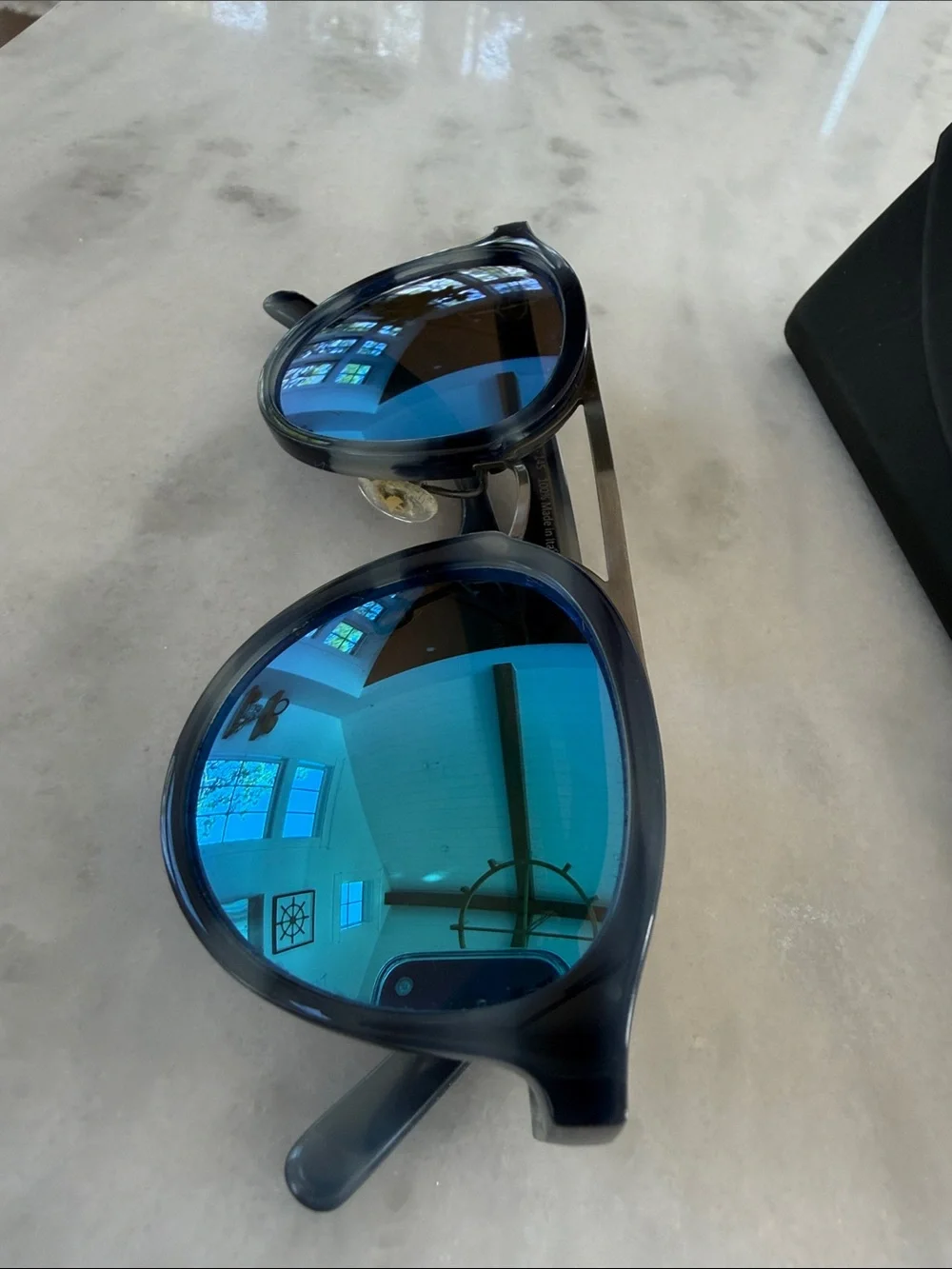 Maui Jim Black Frame Sunglasses with Blue Lenses